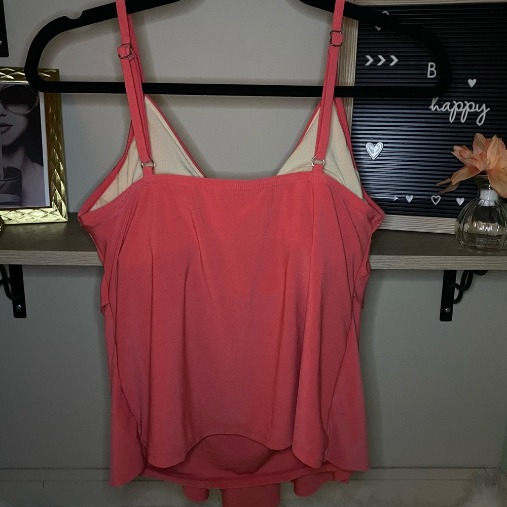 ✨Bright coral ruffled swim top✨ - Picture 2 of 2